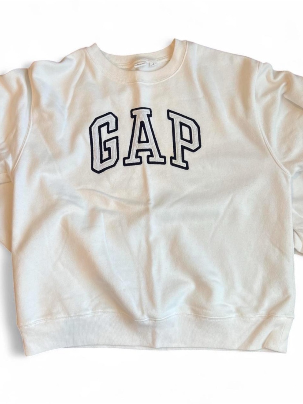 GAP White Crewneck Sweatshirt with Navy Logo